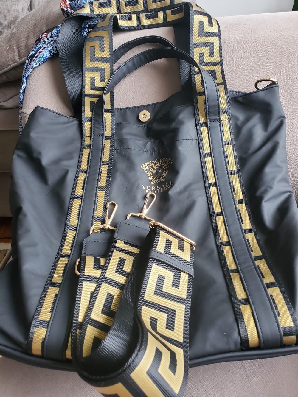 Versace Black & Gold Men's Tote Handle,shoulder,crossbody Bag Unisex.